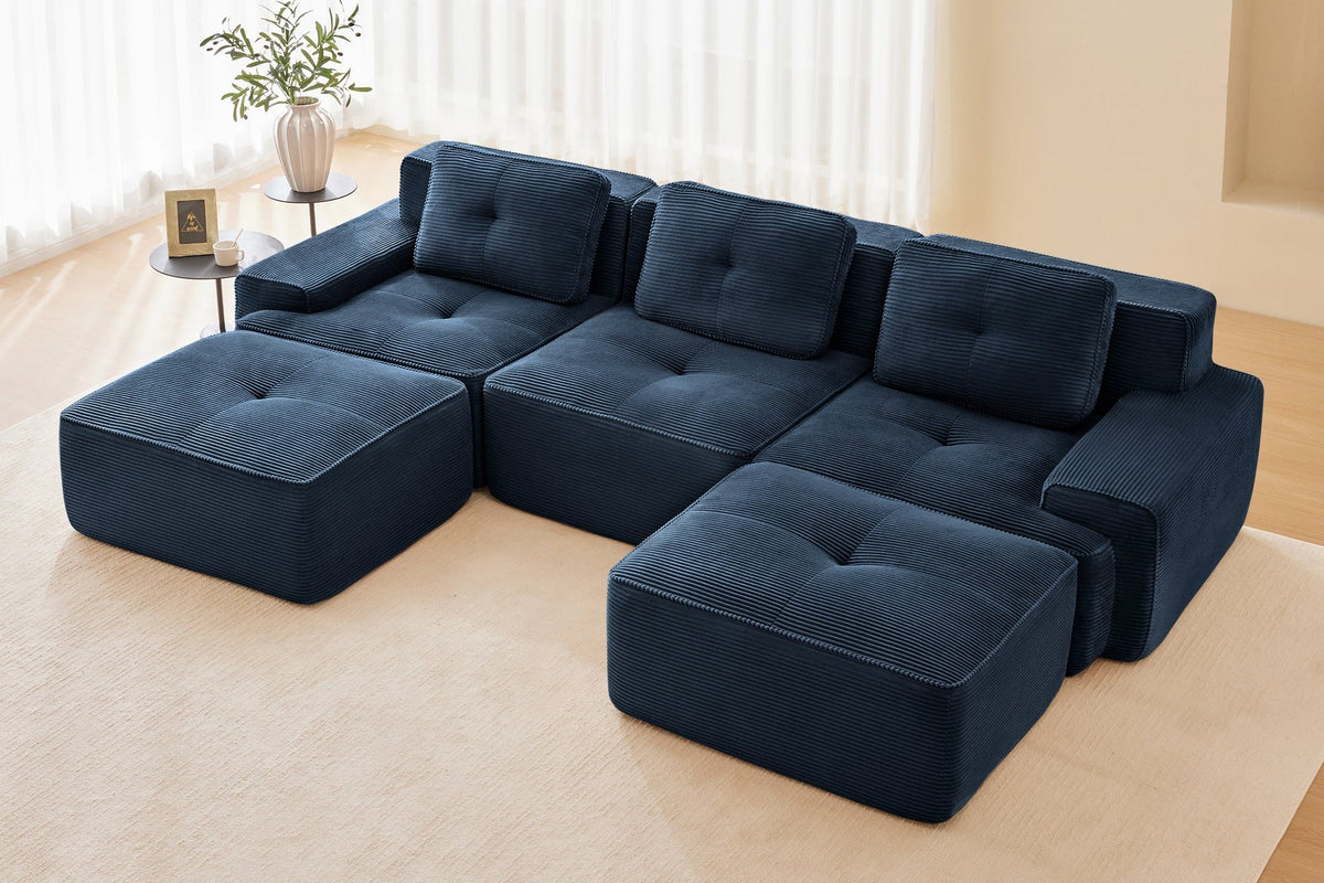 CORDELIA 117" 3-Seater Sofa with 2 Ottomans
