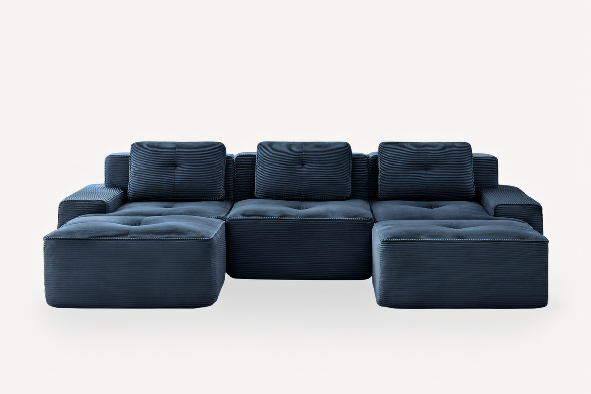 CORDELIA 117" 3-Seater Sofa with 2 Ottomans