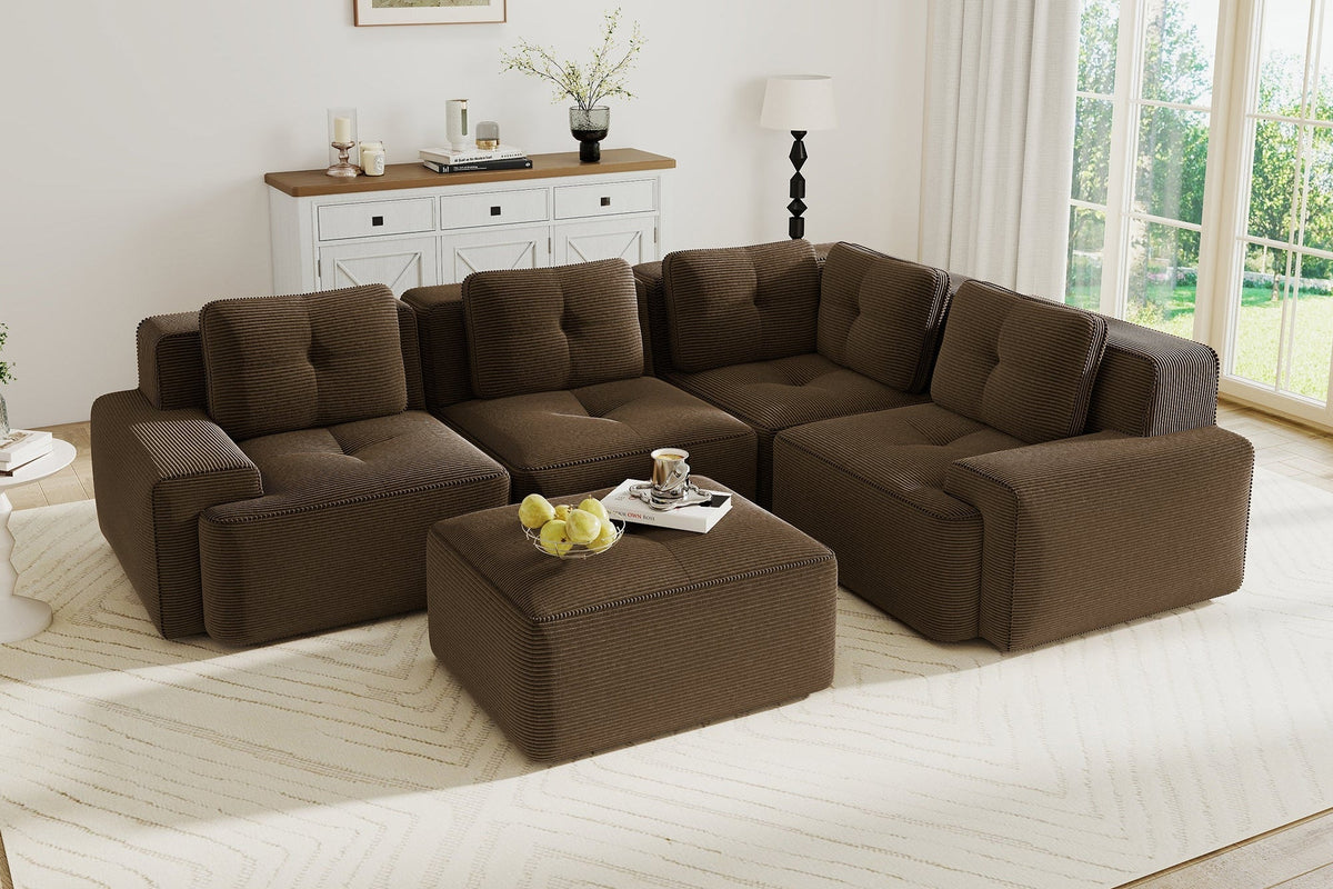 CORDELIA 116" 4-Seater Sectional with 1 Ottoman