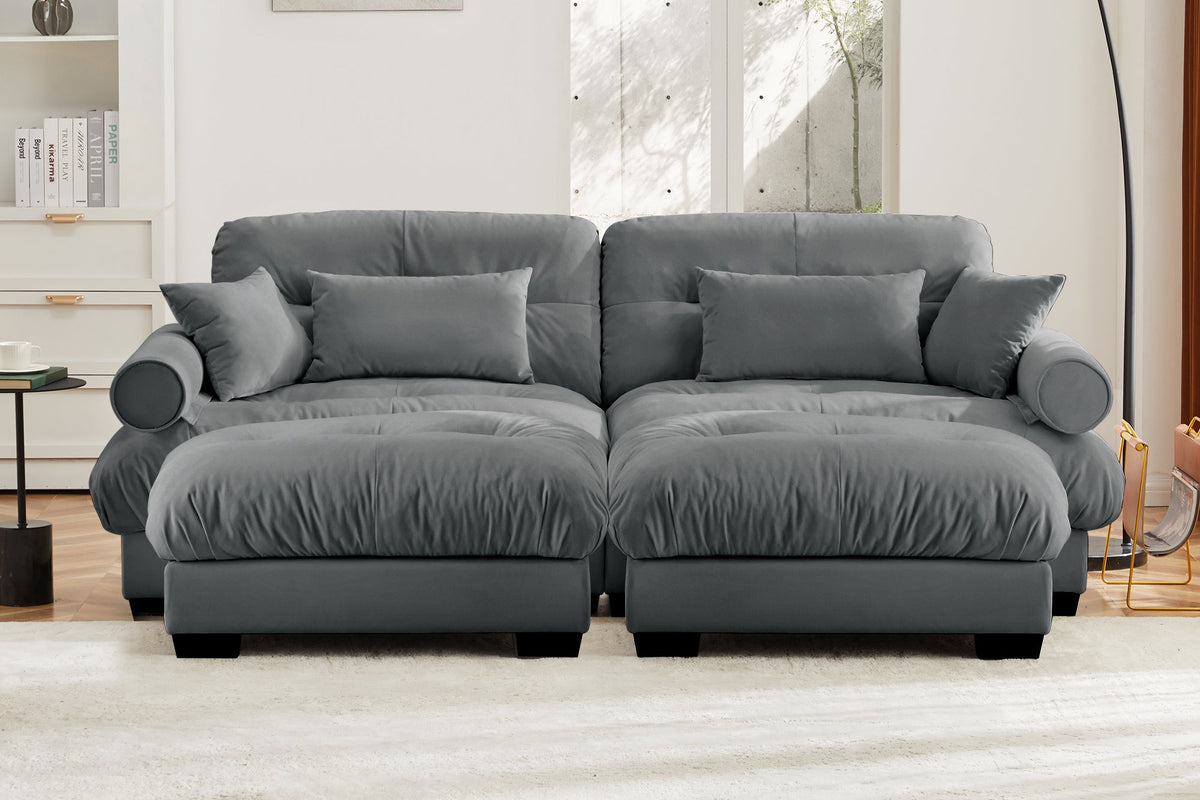 CLOUDIES 94&quot; Loveseat with 2 Ottomans