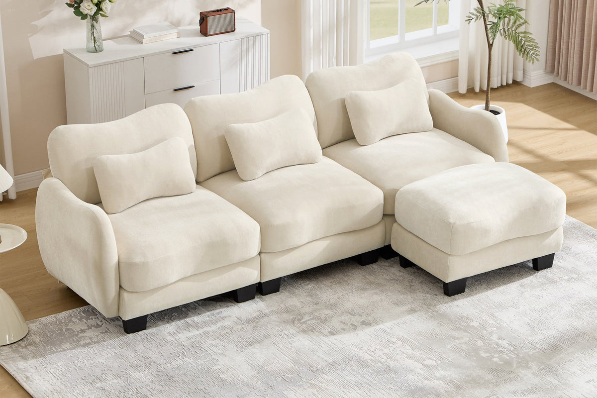 WAVE  101" 3-Seater Sofa With 1 Ottoman