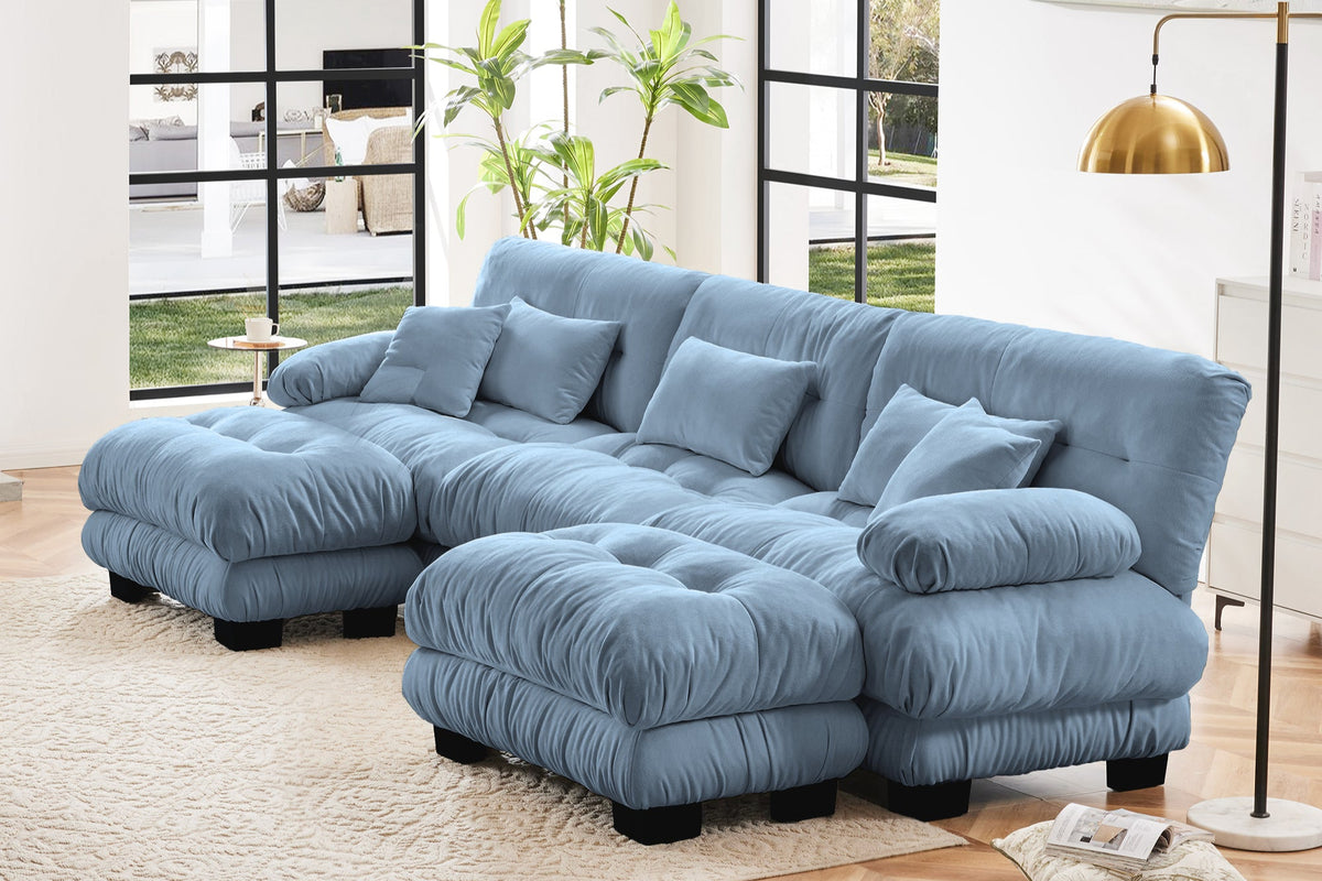 CLOUDIES 134&quot; 3 Seater Sofa with 2 Ottomans