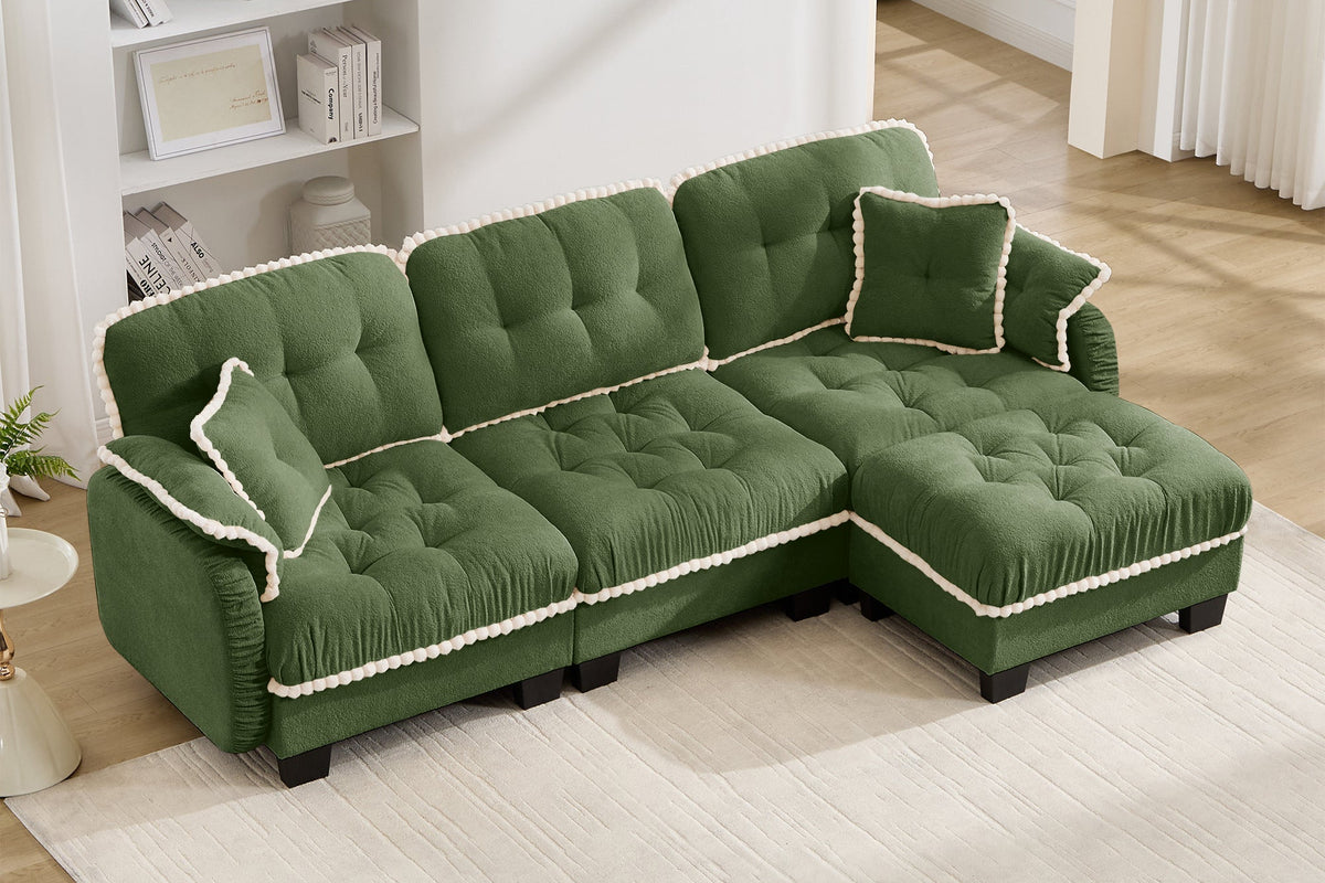 SANDRA 100" 3-Seater Sofa With 1 Ottoman