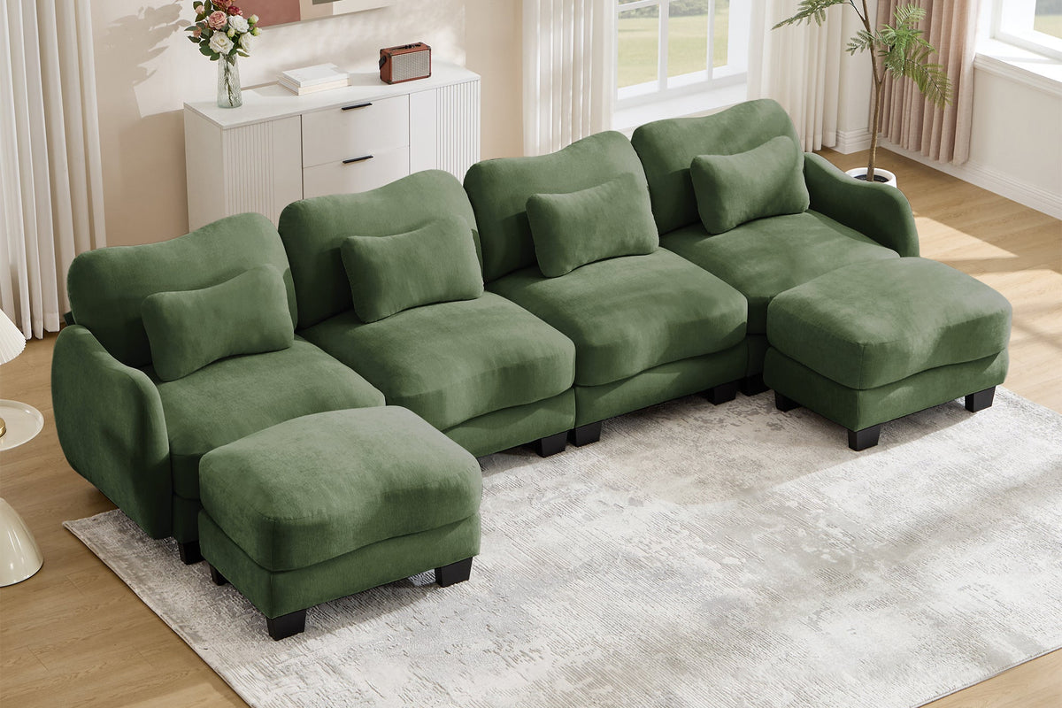 WAVE 131" 4-Seater Sofa With 2 Ottomans