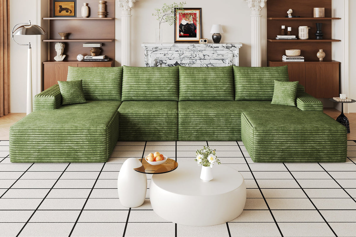ORVITEX 135" Left Chaise Sofa with 1 Ottoman