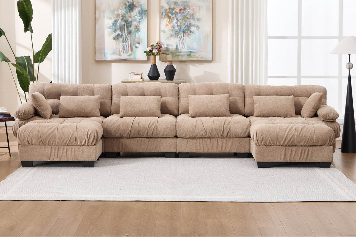 FELZARO 158" 4-Seater Sofa with 2 Ottomans
