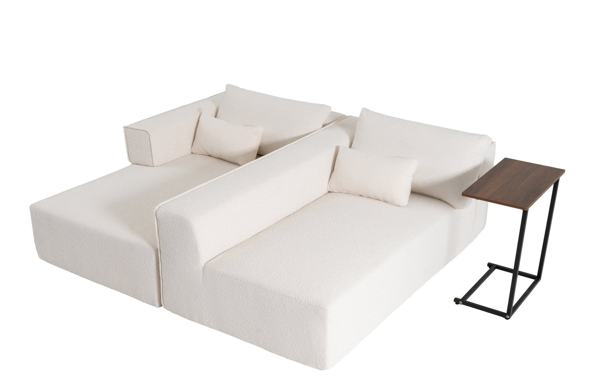 NOUVA 112&quot; Boucle Sectional + Complimentary Side Table