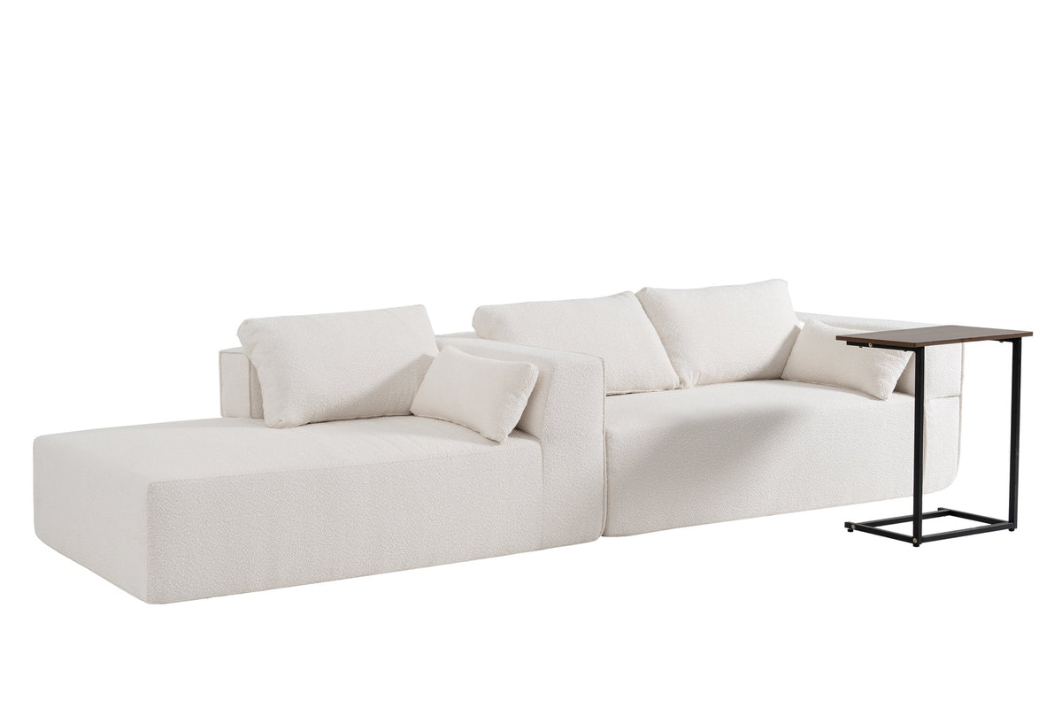 NOUVA 112&quot; Boucle Sectional + Complimentary Side Table