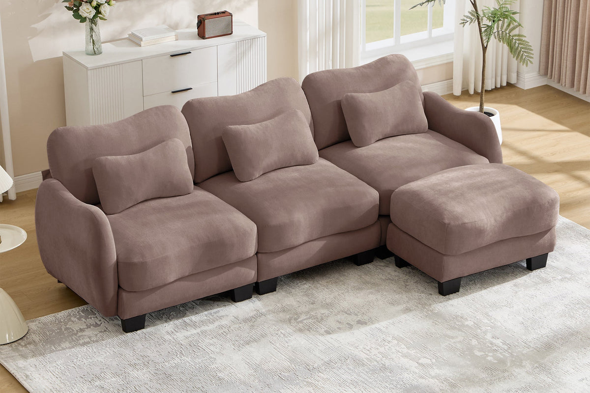 WAVE  101" 3-Seater Sofa With 1 Ottoman
