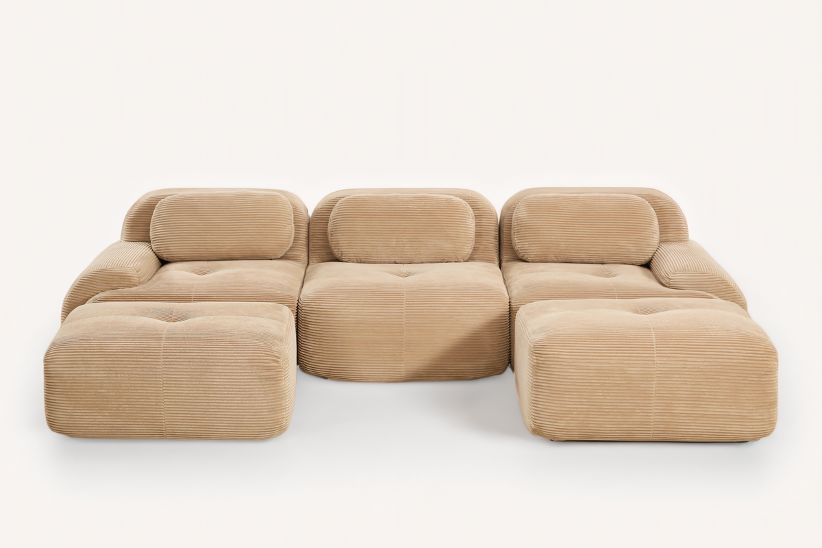 MIA 117&#39;&#39; 3-Seater Sofa with 2 Ottomans