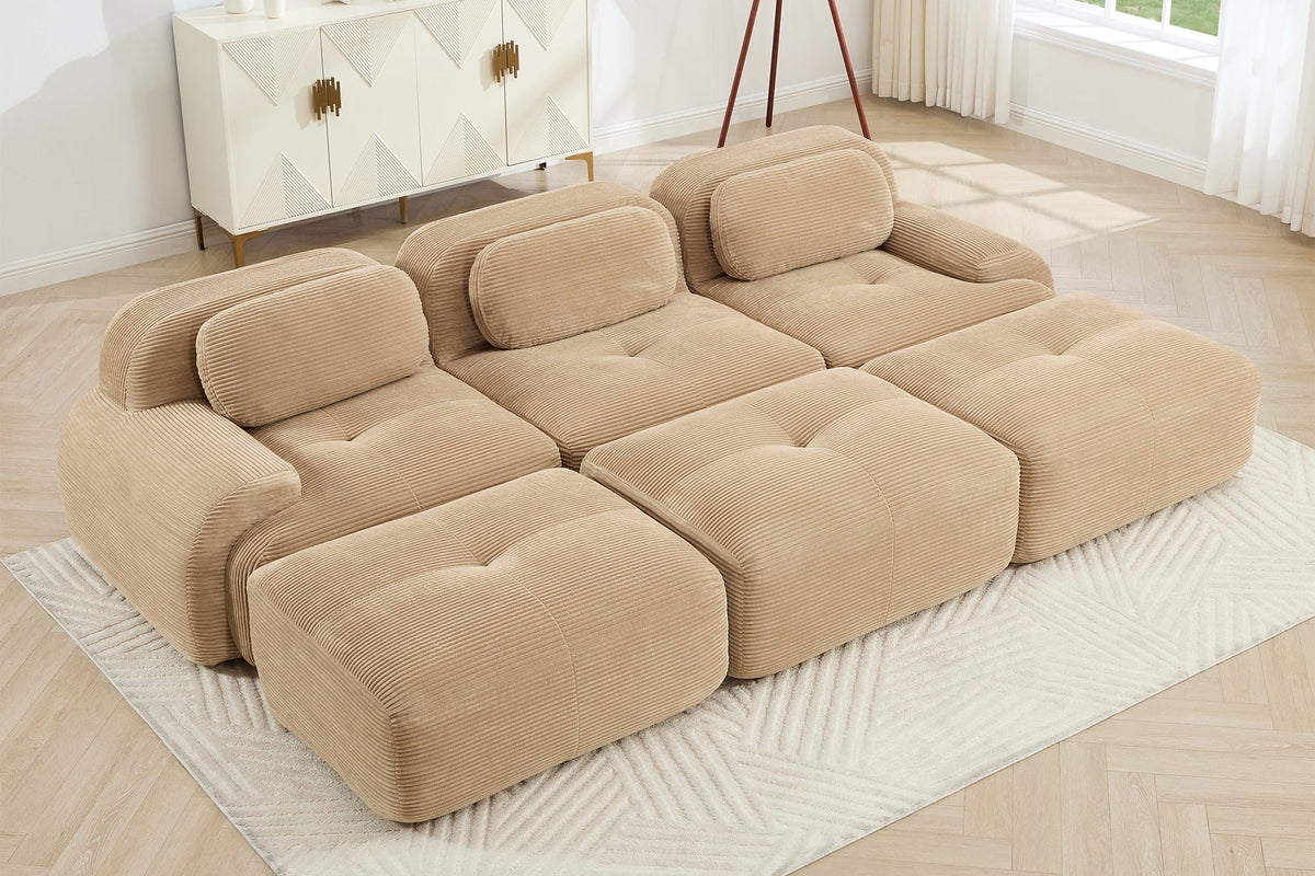 MIA 117&#39;&#39; 3-Seater Sofa with 3 Ottomans