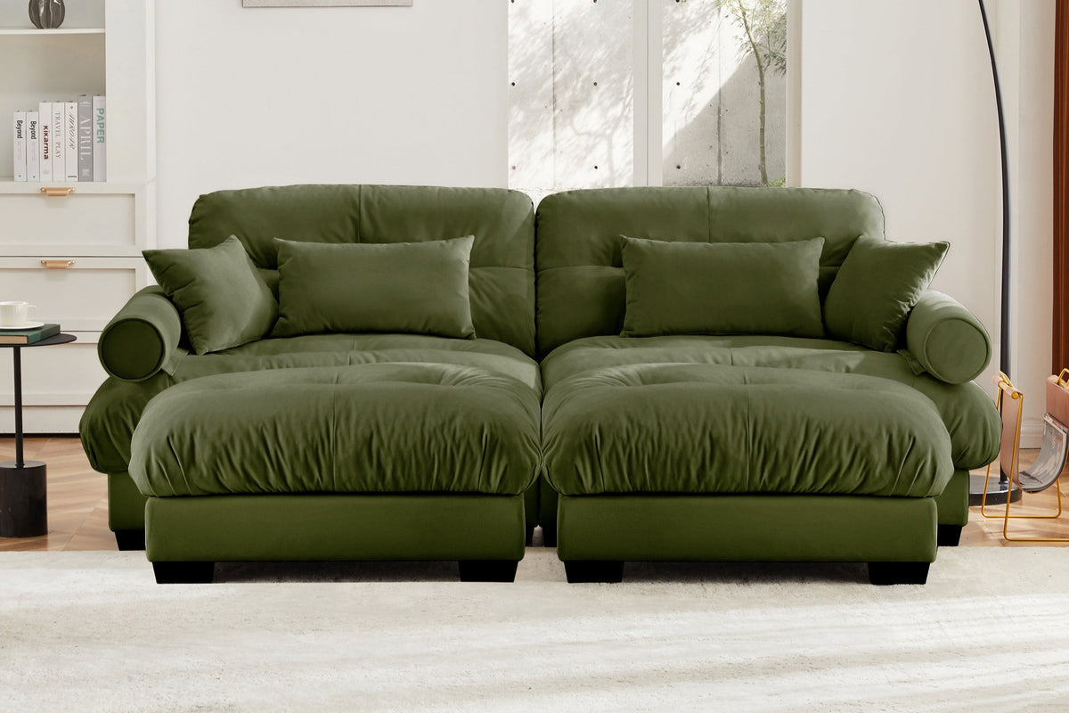 CLOUDIES 94&quot; Loveseat with 2 Ottomans