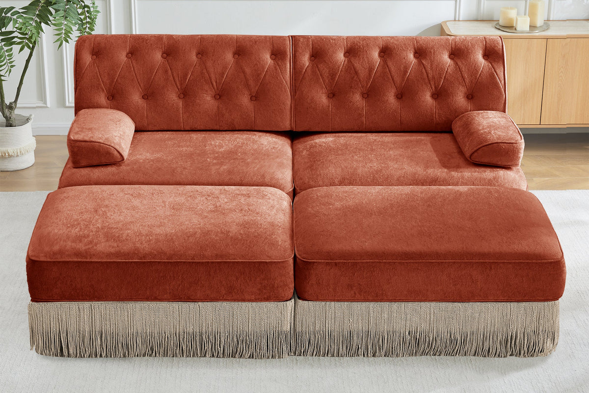 ELIZA 76" Loveseat Sofa With 2 Ottomans