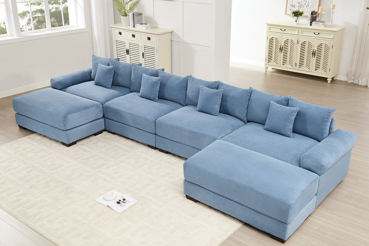 DESEO 170&quot; 4-Seater Sofa with 2 Ottoman