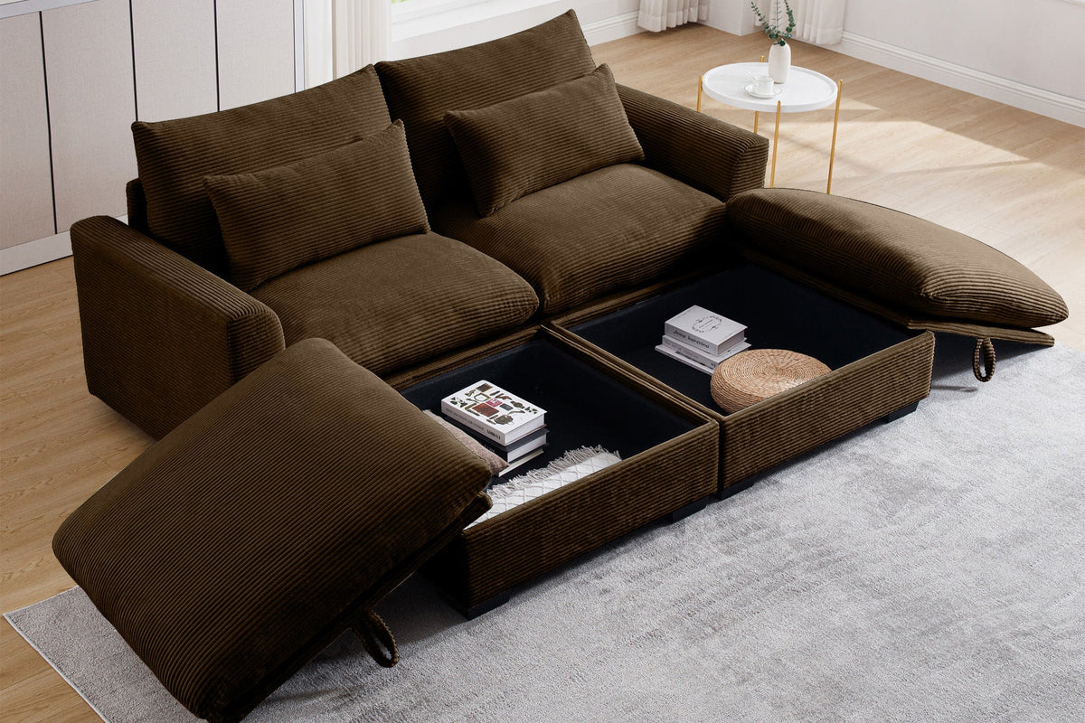 HARMONY 86&quot; Loveseat with 2 Ottomans