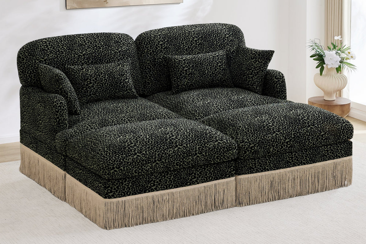 ORLAVO 69" Loveseat With 2 Ottomans