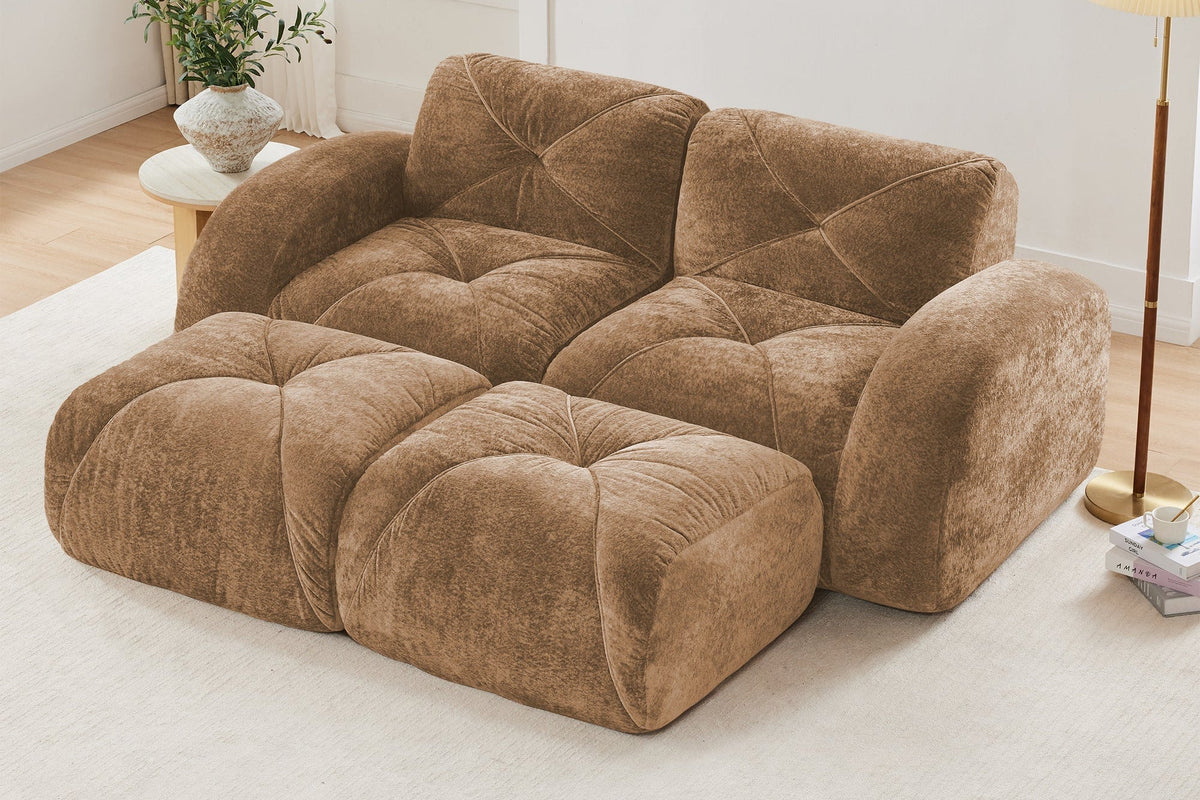 MYLO 80" Loveseat with 2 Ottomans