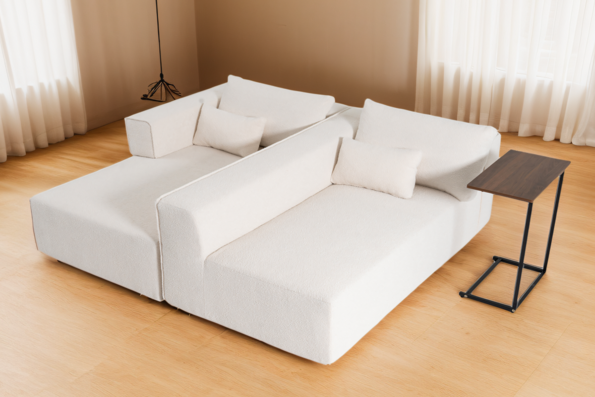 NOUVA 112&quot; Boucle Sectional + Complimentary Side Table