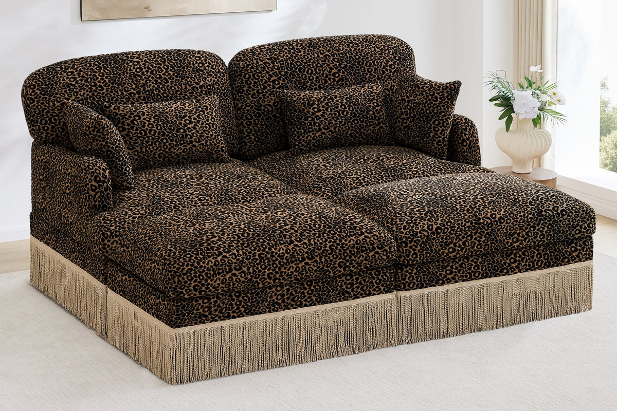 ORLAVO 69" Loveseat With 2 Ottomans