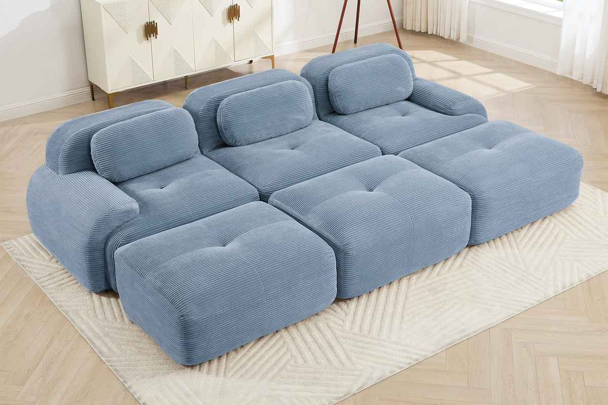 MIA 117&#39;&#39; 3-Seater Sofa with 3 Ottomans