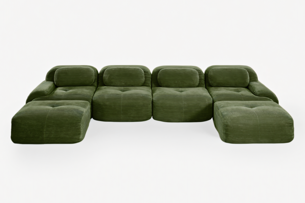 MIA 152&#39;&#39; 4-Seater Sofa with 2 Ottomans