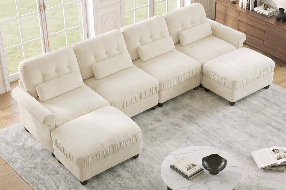 MELBOURNE 126" 4-Seater Sofa with 2 Ottomans