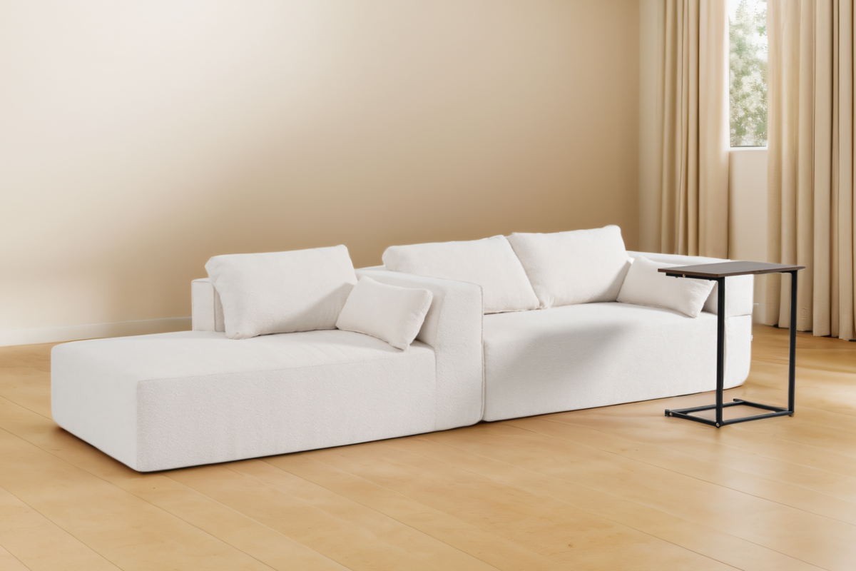 NOUVA 112&quot; Boucle Sectional + Complimentary Side Table