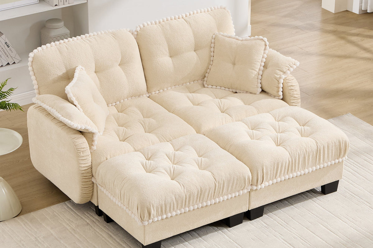 SANDRA 70" Loveseat With 2 Ottomans