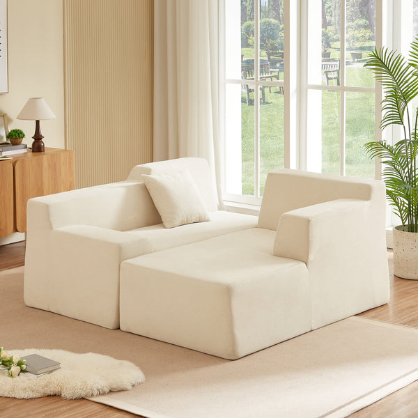 Livo Elegant L-Shape Corduroy Chaise Sofa