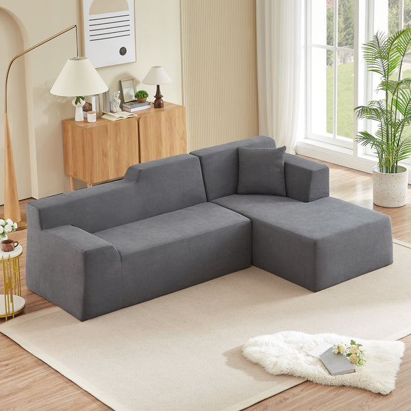 Livo Elegant L-Shape Corduroy Chaise Sofa