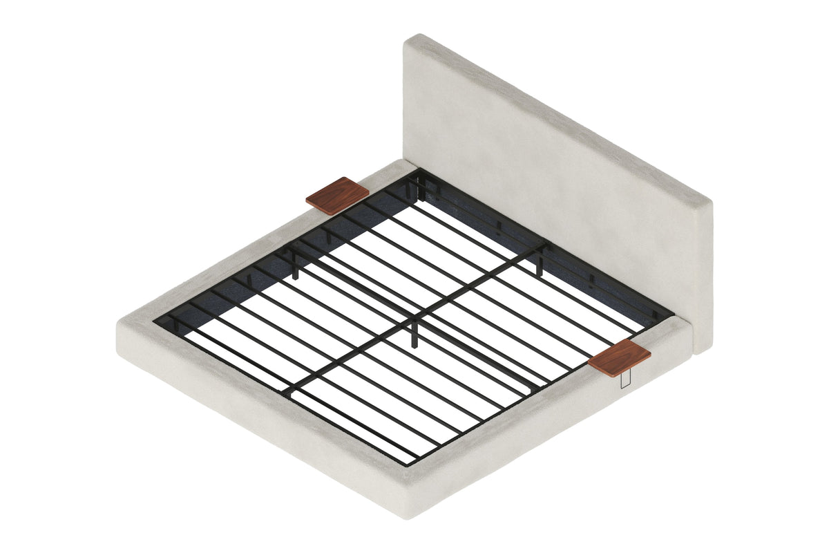 LORVEX California King Bed Frame, upholstered platform frame with sliding side shelves