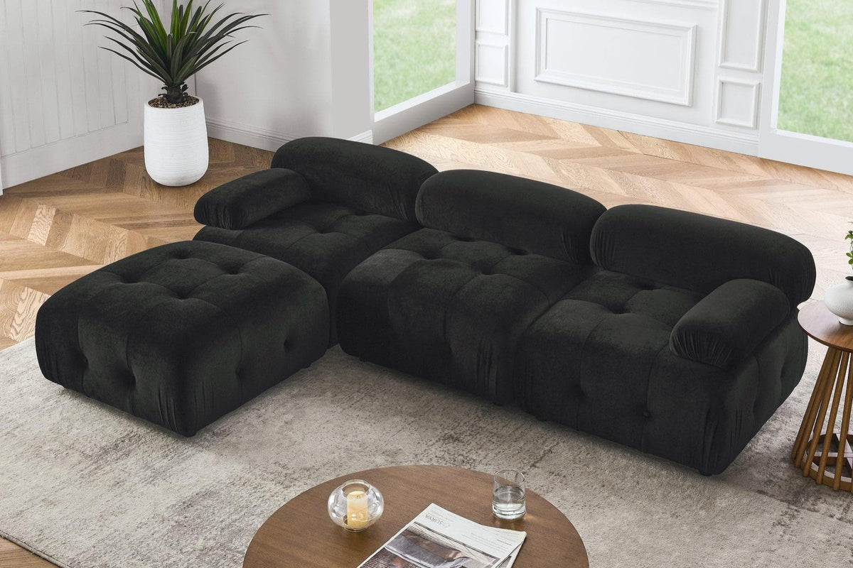 The AI Furniture Sofa Velvet - Black Mario Belia Modular Sofa