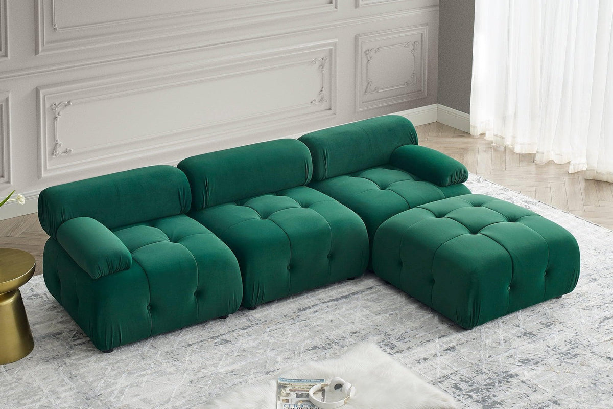 The AI Furniture Sofa Velvet - Dark green Mario Belia Modular Sofa