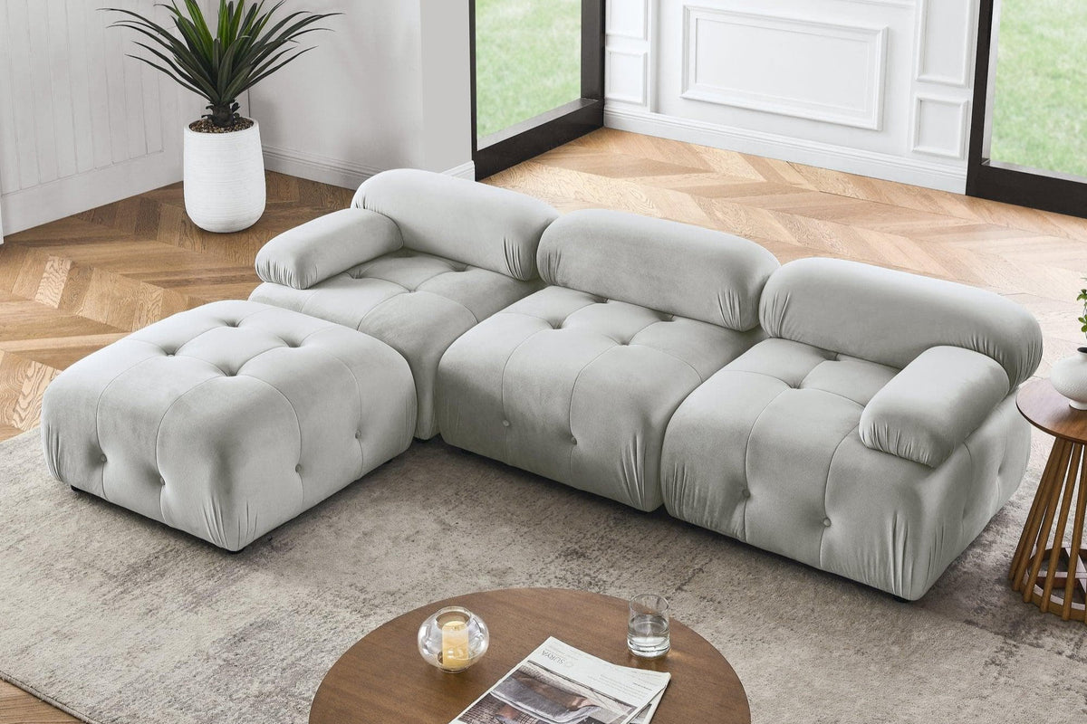 The AI Furniture Sofa Velvet - Light Grey Mario Belia Modular Sofa