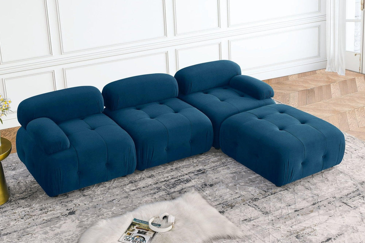 The AI Furniture Sofa Velvet - Navy Mario Belia Modular Sofa