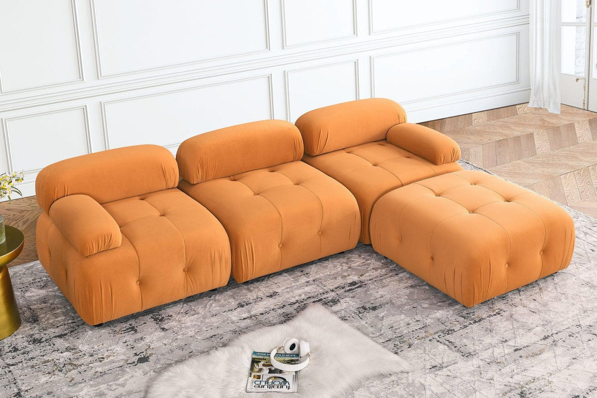 The AI Furniture Sofa Velvet - Orange Mario Belia Modular Sofa