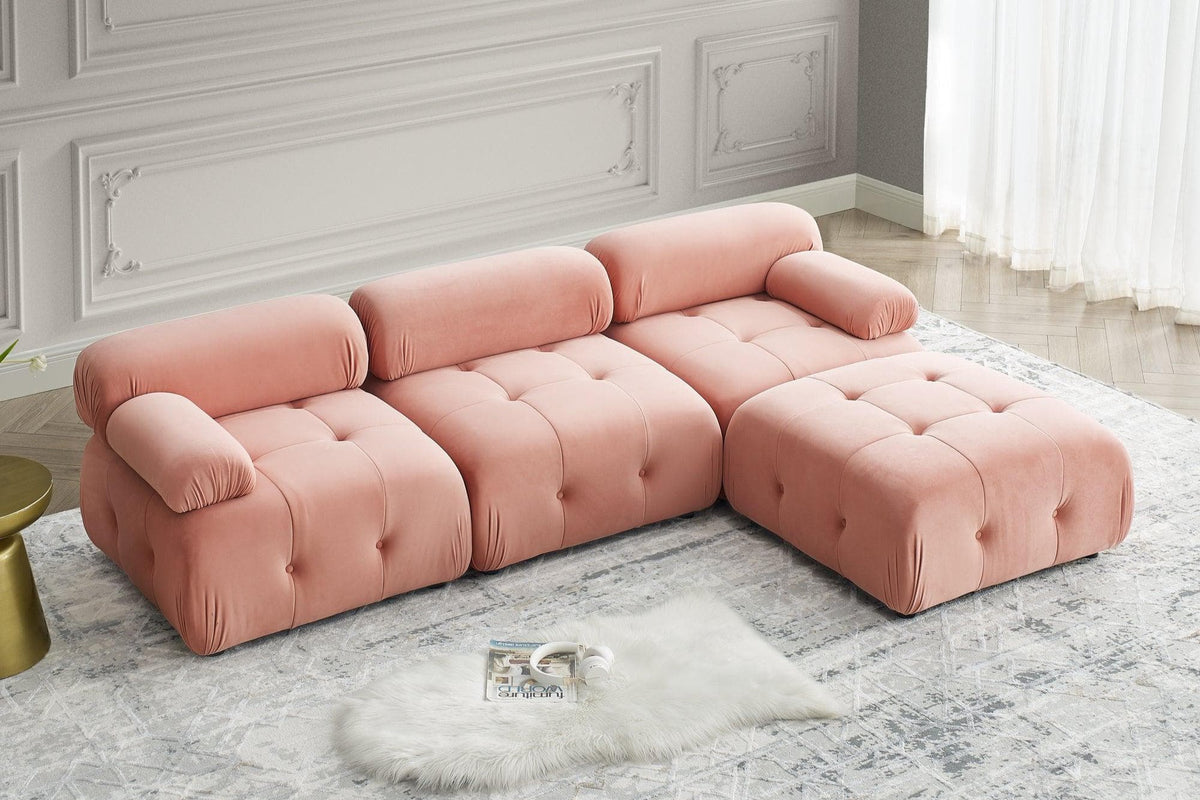 The AI Furniture Sofa Velvet - Pink Mario Belia Modular Sofa